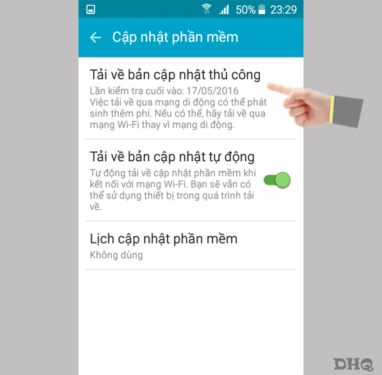 Chọn tải về bản cập nhật thủ công